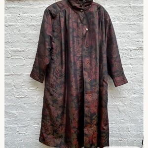 Vintage Roman Floral Patterned Long Coat